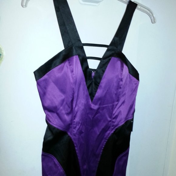 NWT XOXO PURPLE BLACK BODYCON MINI SEXYCLUBCOCKTAIL HOLIDAY PARTY DRESS SZ 7/8 - Picture 6 of 12